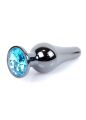 Анальна пробка - Jewellery Dark Silver Long Plug Light Blue