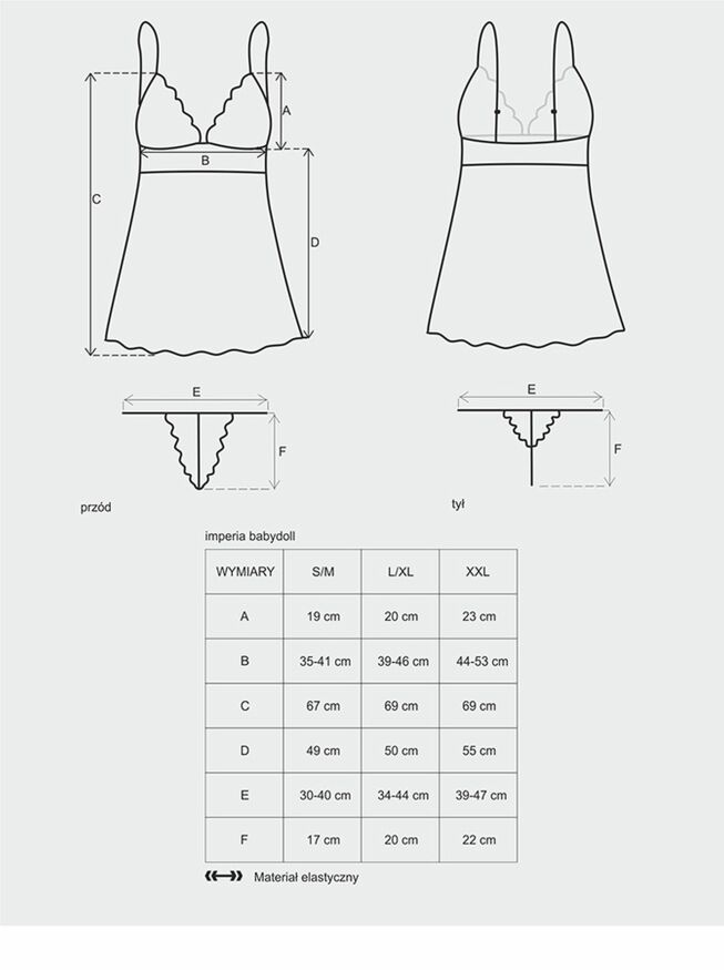 Сорочка Obsessive Imperia babydoll L/XL черная