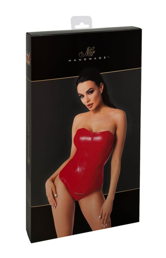 Корсет Noir Handmade F355 Red powerwetlook corset - 3XL