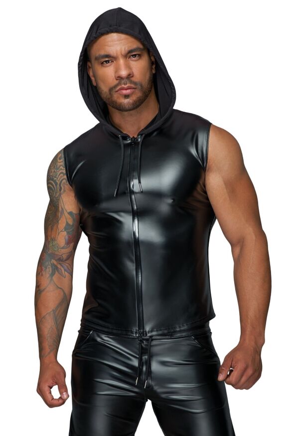 Чоловіча безрукавка з капюшоном Noir Handmade H062 Hooded Shirt, XL, мокрий ефект