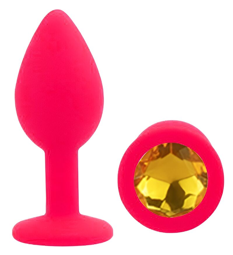 Силиконовая анальная пробка EGZO - Silicone Pink Round Plug Yellow, size S