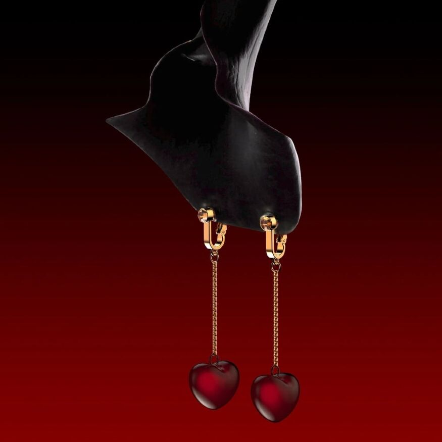Зажимы на половые губы и клитор UPKO Water Chiming Bells с колокольчиками в форме вишен