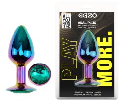 Анальна пробка з кристалом EGZO - Multicolor Round Plug Marine size S