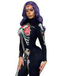 Комбінезон скелет із квітковим принтом Leg Avenue Floral skeleton catsuit M