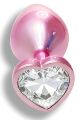 Анальна пробка з кристалом EGZO - Pink Perl Heart Plug Clear, size S