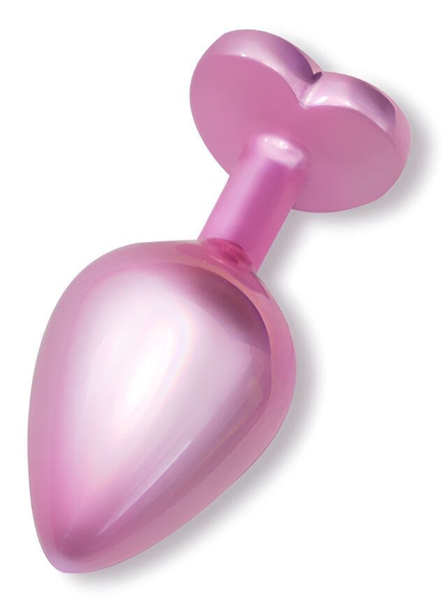 Анальна пробка з кристалом EGZO - Pink Perl Heart Plug Clear, size S