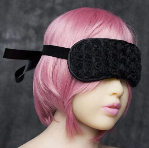 Маска DS Fetish Blindfold black with rose