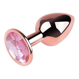 Анальная пробка с кристаллом EGZO - Rose Gold Round Plug Pink size M