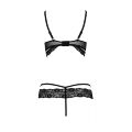 Комплект белья Passion Exclusive SARIA SET OpenBra L/XL, black, стрэпы, откртый лиф, стринги
