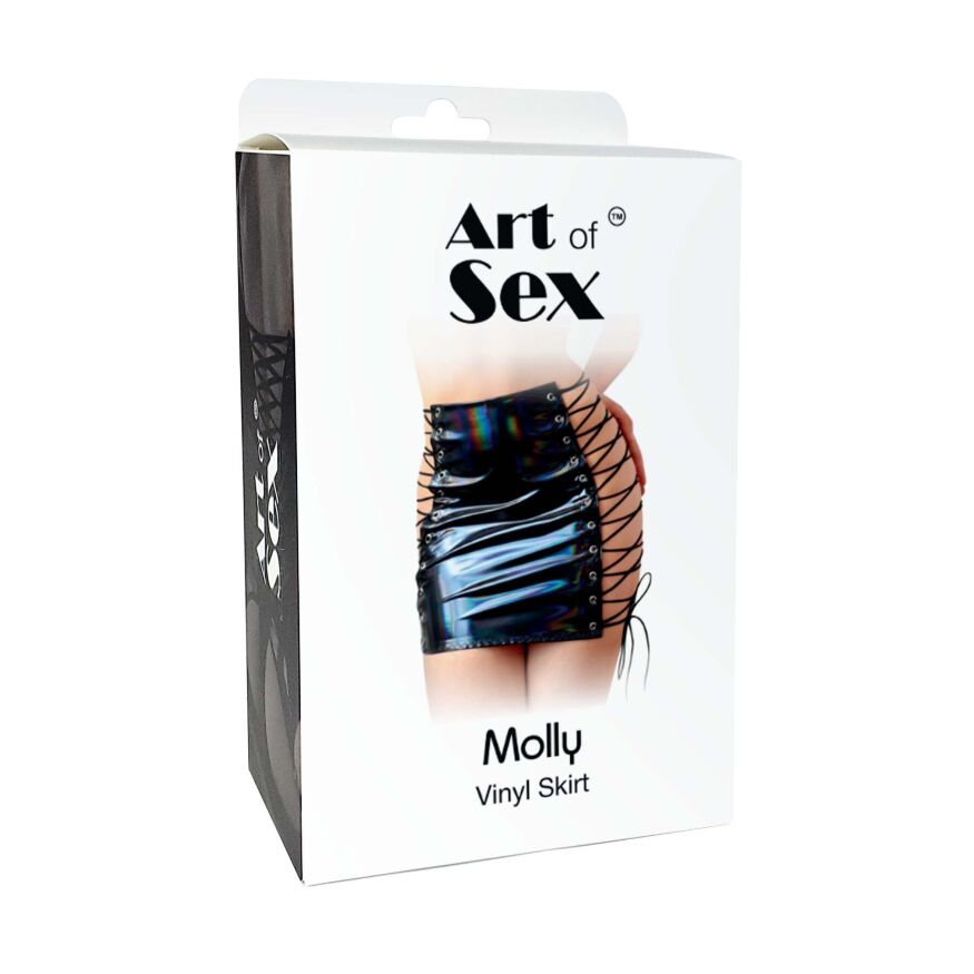 Лакированная юбка на шнуровке Art of Sex - Molly, цвет черный, L-2XL
