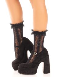 Носочки ажурные с рюшами Leg Avenue Mini Bow Lace Anklet Black