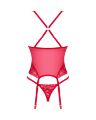Прозорий корсет Obsessive Lacelove corset XS/S Red, мереживо, підв’язки для панчіх