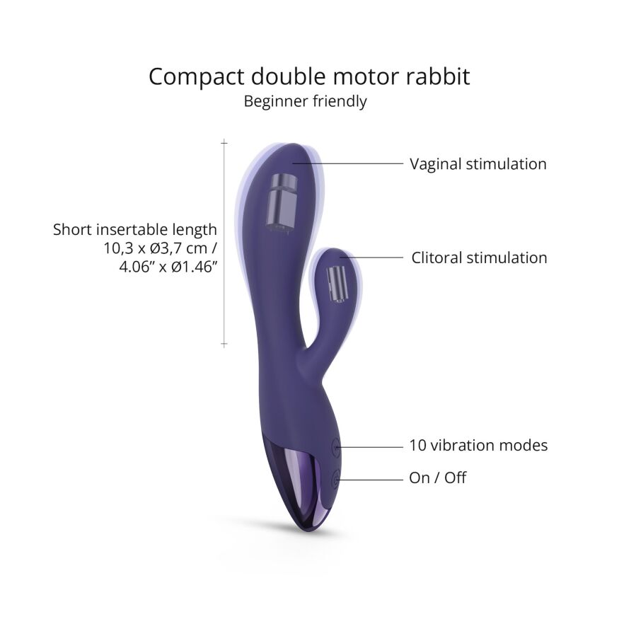 Вибратор-кролик Love To Love FUNKY BUNNY - MIDNIGHT INDIGO 10,3х3,7 см (фиолетовый)