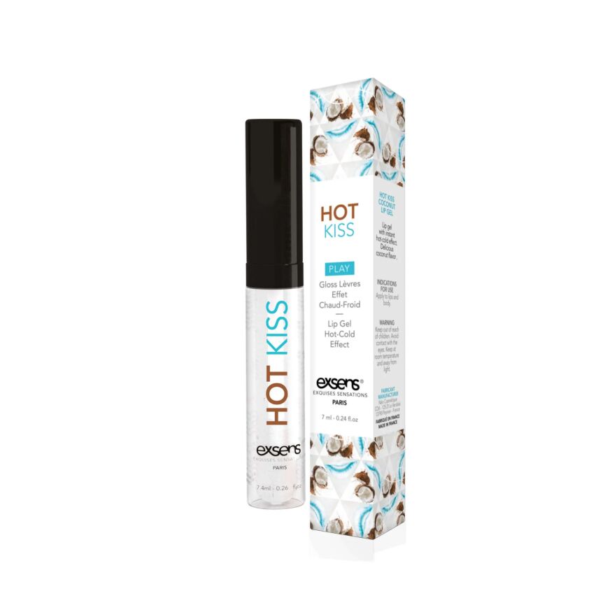 Стимулирующий блеск для губ Exsens Coconut Hot Kiss 15мл, согревает и охлаждает 