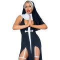 Костюм монашки Leg Avenue, М, Sultry Sinner 3 предмета, черный с белым