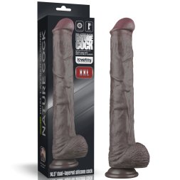Фалоімітатор Lovetoy Dual Layered Bendable Silicone Cock XXL 36,8 см — гнучкий, реалістичний, на присосці, чорний