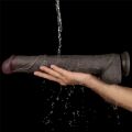 Фалоімітатор Lovetoy Dual Layered Bendable Silicone Cock XXL 36,8 см — гнучкий, реалістичний, на присосці, чорний