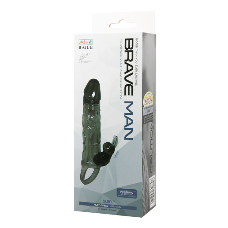 Насадка на член - Brave Man Vibrating Penis Sleeve 5,91" Black