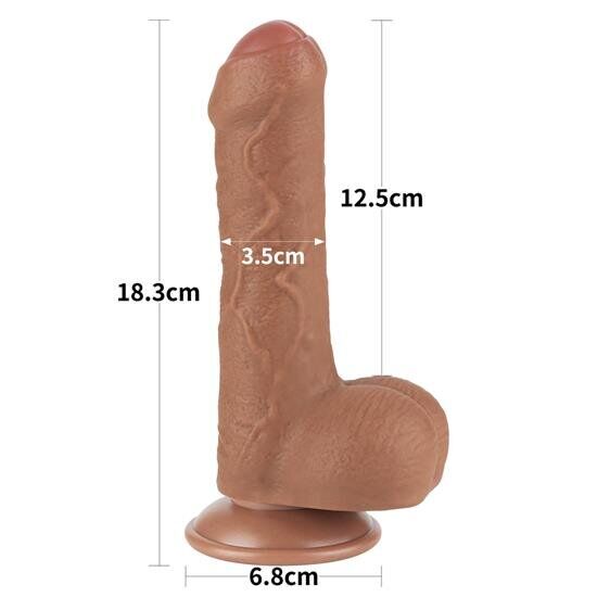 Фаллоимитатор с подвижной кожей - Sliding-Skin Dual Layer Dong 7" Brown