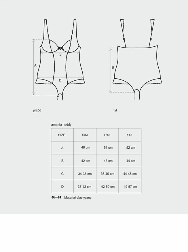 Боди Obsessive AMANTA Teddy S/M черное