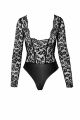 Боді Noir Handmade F296 Psyche, S, мереживо, довгий рукав, низ під латекс, з доступом
