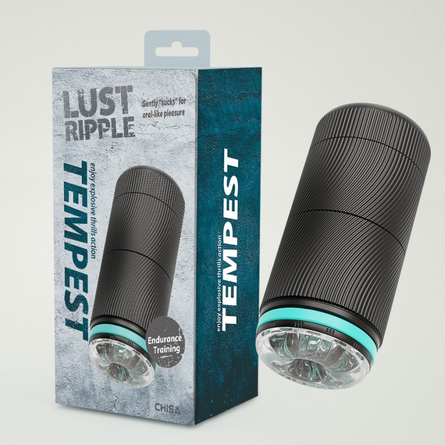Мастурбатор прозрачный в черной колбе Chisa Lust Ripple Tempest