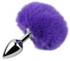 Анальная пробка с хвостом EGZO - Bunny Tail Silver Plug Purple, size S