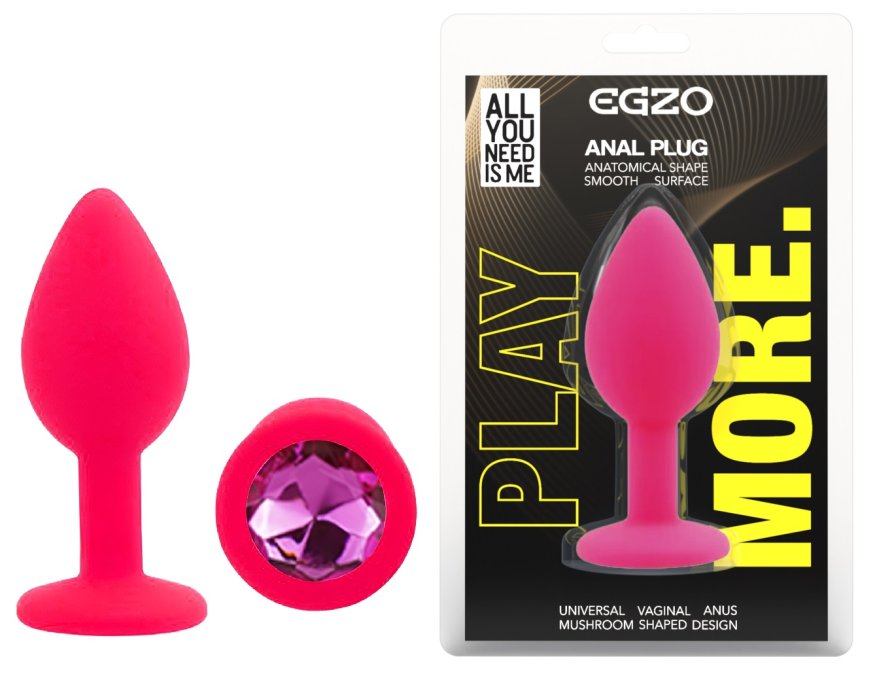 Силиконовая анальная пробка EGZO - Silicone Pink Round Plug Rose, size S