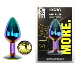 Анальна пробка з кристалом EGZO - Multicolor Round Plug Lime size S