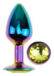 Анальна пробка з кристалом EGZO - Multicolor Round Plug Lime size S