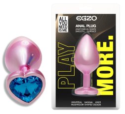 Анальная пробка с кристаллом EGZO - Pink Perl Heart Plug Blue, size S