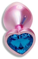 Анальная пробка с кристаллом EGZO - Pink Perl Heart Plug Blue, size S