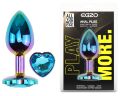 Анальная пробка с кристаллом EGZO - Multicolor Heart Plug Aqua size M