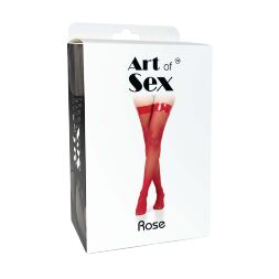 Чулки в мелкую сетку с лакированной коронкой Art of Sex - Rose, цвет черный, L