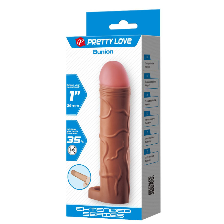 Удлиняющая насадка презерватив Pretty Love - Bunion 1" Brown, BI-026253-1