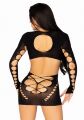 Leg Avenue Long sleeve cut out mini dress - эротическое мини платье с рукавом, S-L (чёрный)