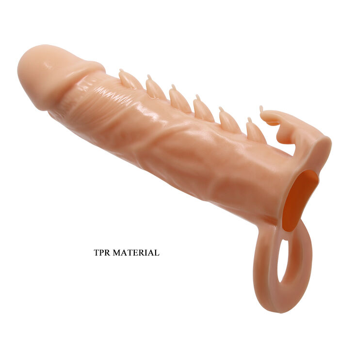 Закрита подовжуюча насадка на пеніс з петлею для мошонки Pretty Love Emmitt Penis Sleeve Flesh