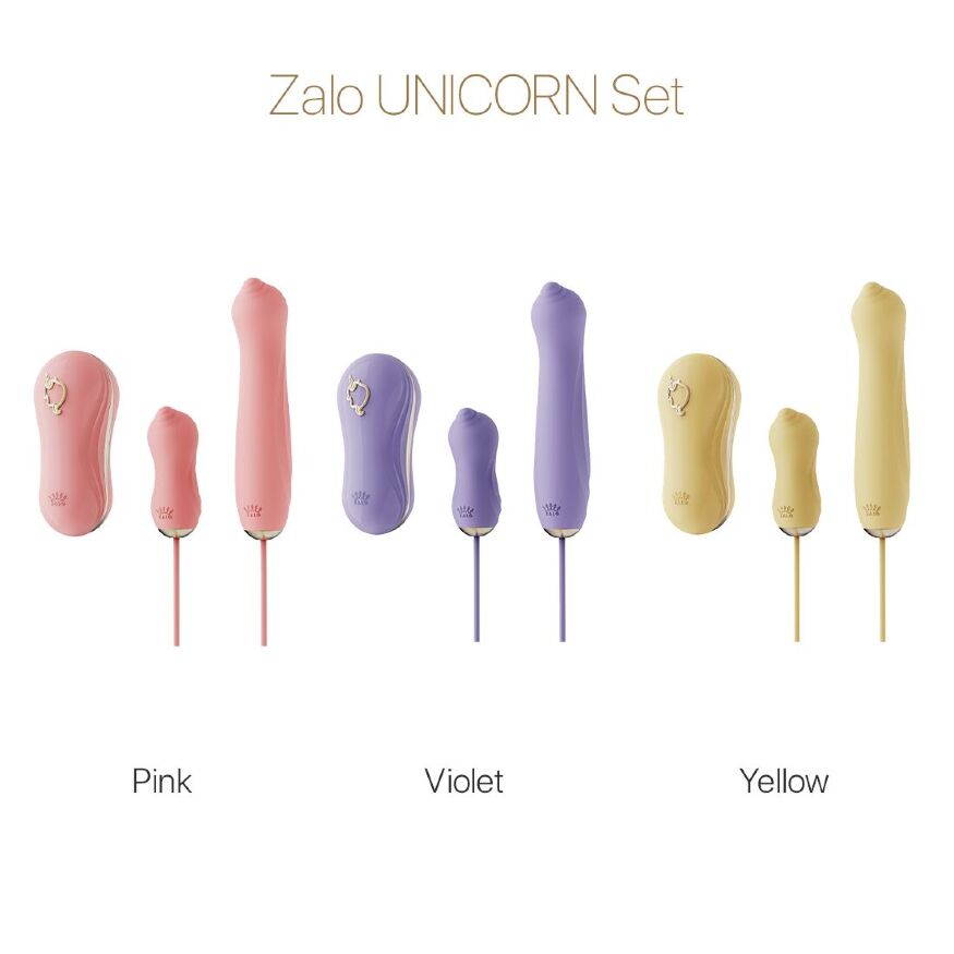 Набір 3в1 Zalo  -  UNICORN Set Violet, віброяйце, пульсатор, вакуумний стимулятор