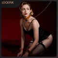 Ошейник с поводком кожа Коричневый Lockink