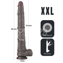 Великий Фалоімітатор - Dual Layered Bendable Silicone Cock XXL 16'' Black