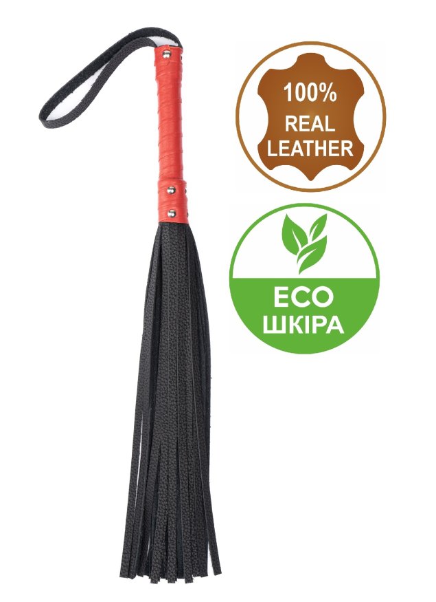 Флоггер из комбинированной кожи Flirty COMBO Leather - Black &amp; Red, BM-00031