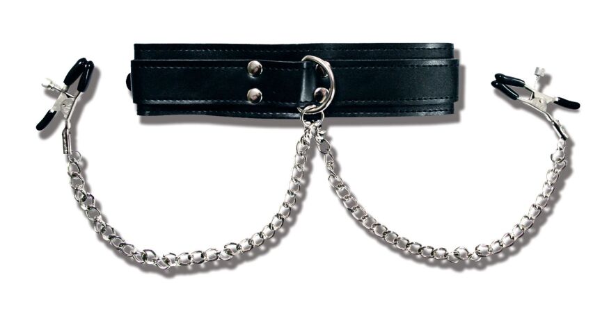 Ошейник с зажимами для сосков Sportsheets Collar with Nipple Clamps