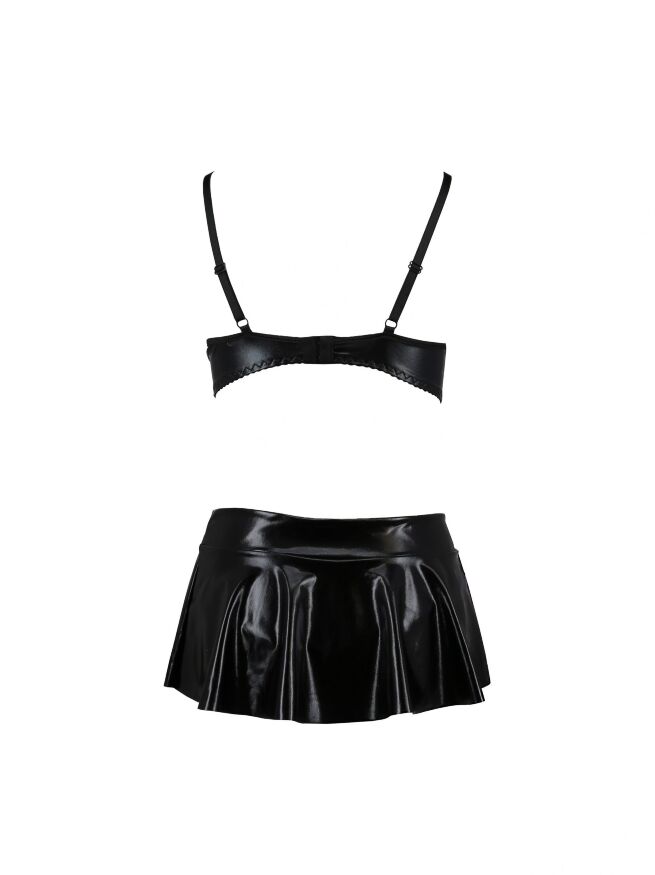 Комплект білизни зі стрінгами з латексу black S/M DEBY SET - Passion