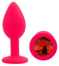 Силіконова анальна пробка EGZO - Silicone Pink Round Plug Red, size S