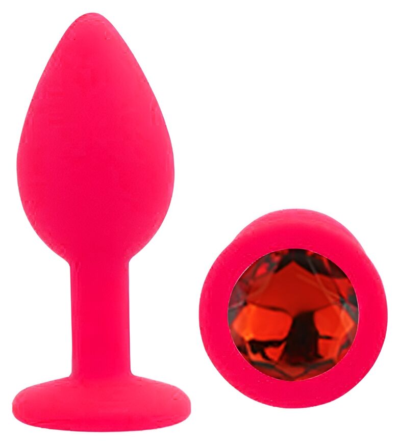 Силіконова анальна пробка EGZO - Silicone Pink Round Plug Red, size S