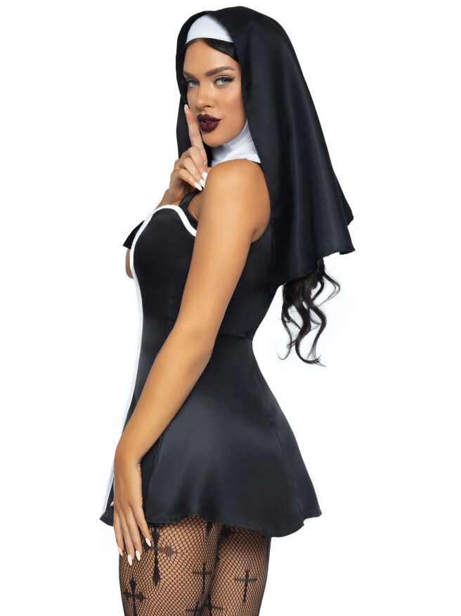 Костюм монашки Leg Avenue, XS, Naughty Nun 2 предмета, черный