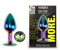 Анальна пробка з кристалом EGZO - Multicolor Round Plug Green size S