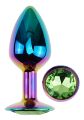Анальна пробка з кристалом EGZO - Multicolor Round Plug Green size S
