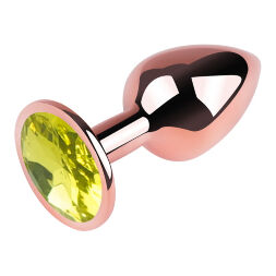 Анальная пробка с кристаллом EGZO - Rose Gold Round Plug Lime size M
