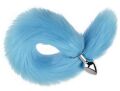 Анальна пробка з хвостом EGZO - Fox Tail Silver Plug Blue, size S